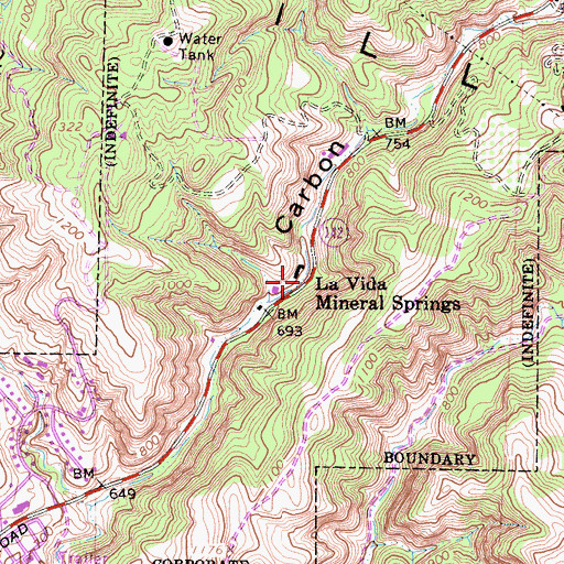 Topographic Map of La Vida Mineral Springs, CA