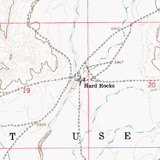 Topographic Map of Hard Rocks, AZ