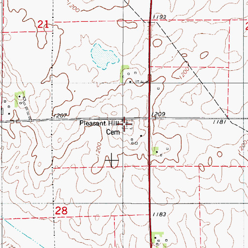 Topographic Map of Pleasant Hill Cemetery, IA