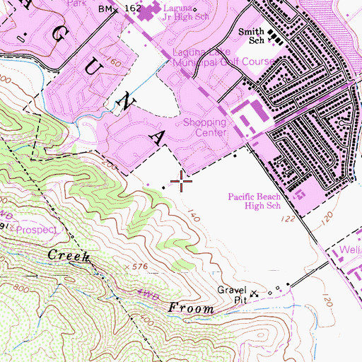 Topographic Map of Laguna, CA