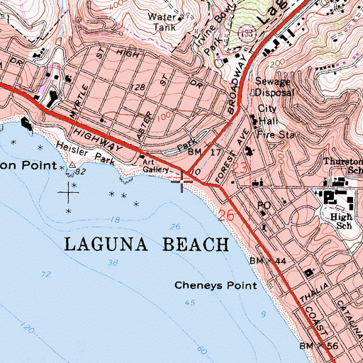 Topographic Map of Laguna Canyon, CA