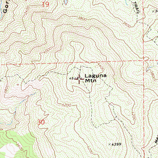 Topographic Map of Laguna Mountain, CA