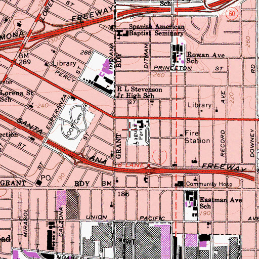 Topographic Map of Salazar Park, CA