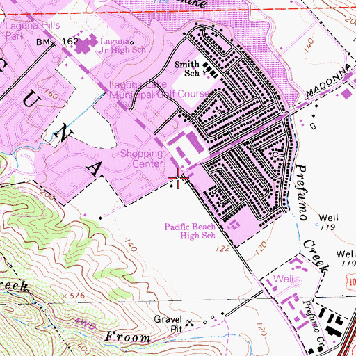 Topographic Map of Laguna School, CA