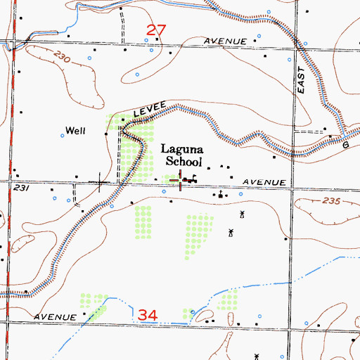 Topographic Map of Laguna School, CA