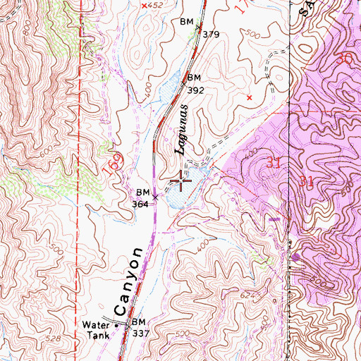 Topographic Map of Lagunas, CA