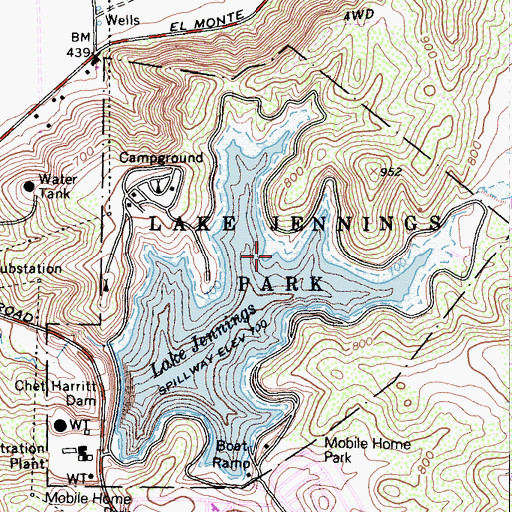 Topographic Map of Lake Jennings Park, CA