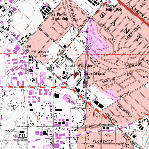 Topographic Map of Lake Marie Elementary School, CA
