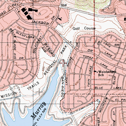 Topographic Map of Mission Trails Regional Park, CA