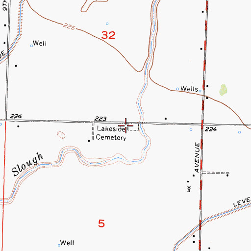 Topographic Map of Lakeside Cemetery, CA