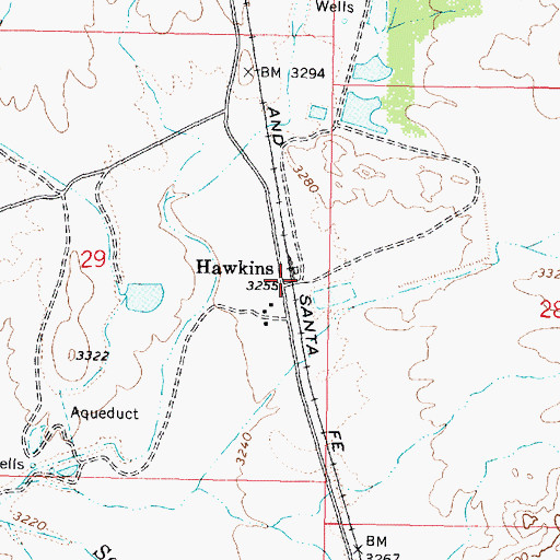 Topographic Map of Hawkins, AZ