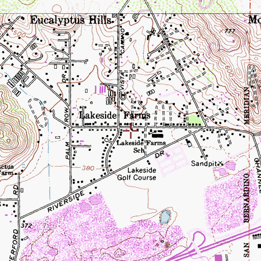 Topographic Map of Lakeside Farms Elementary School, CA