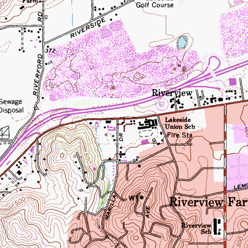 Topographic Map of Lakeside Middle School, CA