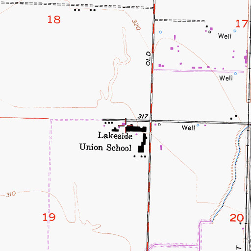 Topographic Map of Lakeside Elementary School, CA