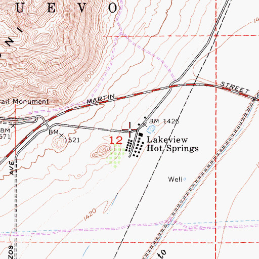Topographic Map of Lakeview Hot Springs, CA