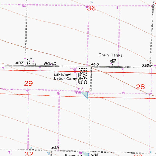 Topographic Map of Lakeview Labor Camp, CA