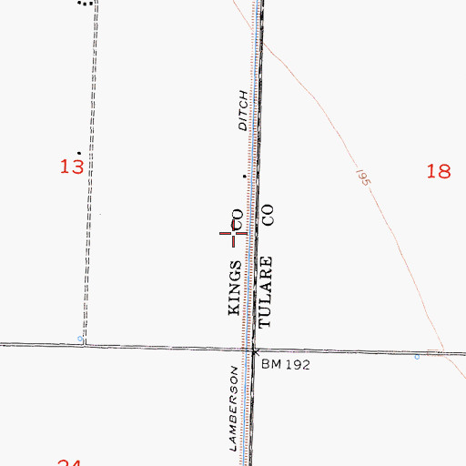 Topographic Map of Lamberson Ditch, CA