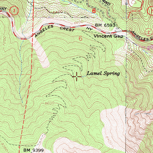 Topographic Map of Lamel Spring, CA