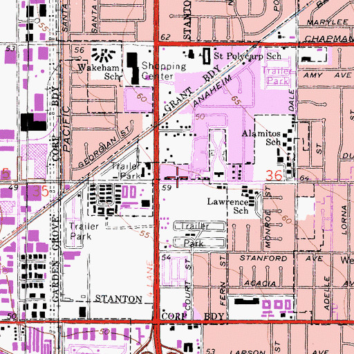 Topographic Map of Lampson Grove Day School, CA