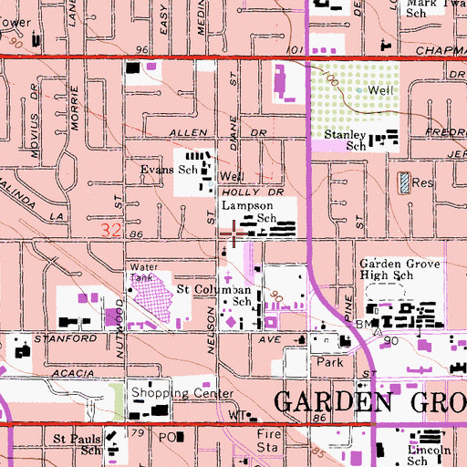 Topographic Map of Dr Walter C Ralston Intermediate School, CA