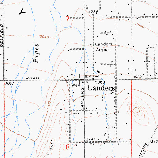 Topographic Map of Landers, CA