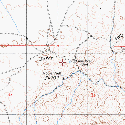 Topographic Map of Lane Well, CA