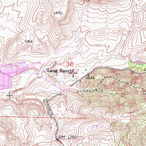 Topographic Map of Lang Ranch, CA