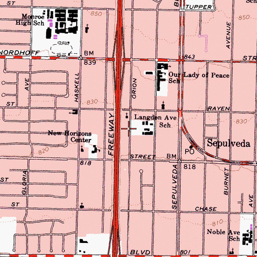 Topographic Map of Langdon Elementary School, CA