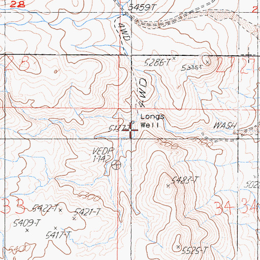 Topographic Map of Langs Well, CA