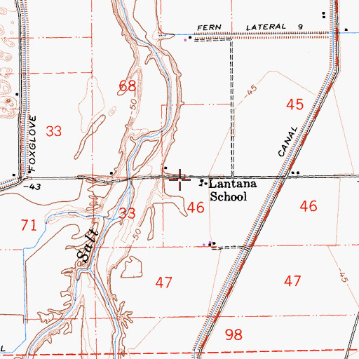 Topographic Map of Lantana School, CA
