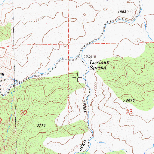 Topographic Map of Larious Canyon, CA
