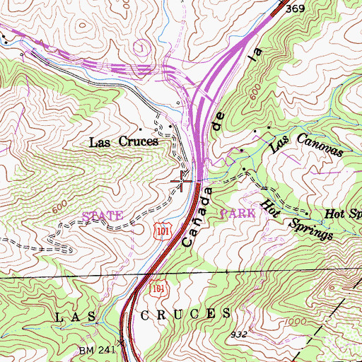 Topographic Map of Las Canovas Creek, CA