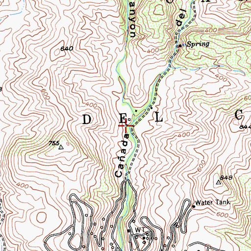 Topographic Map of Las Flores Canyon, CA