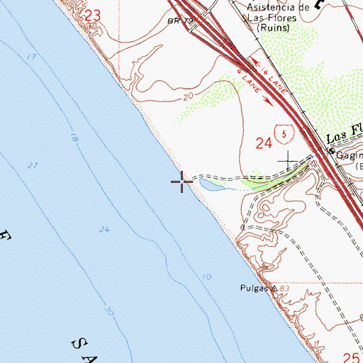 Topographic Map of Las Flores Creek, CA
