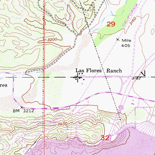 Topographic Map of Las Flores Ranch, CA