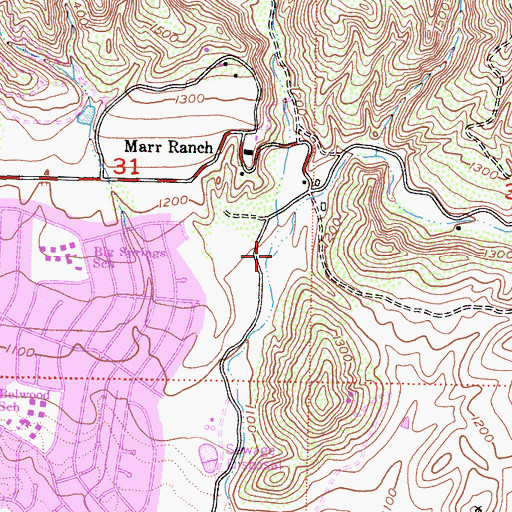 Topographic Map of Las Llajas Canyon, CA