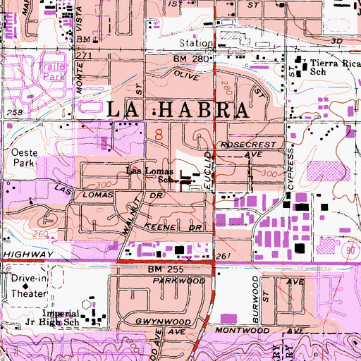 Topographic Map of Las Lomas Elementary School, CA