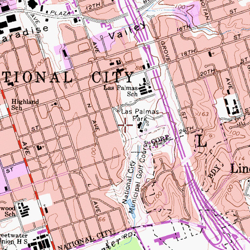 Topographic Map of Las Palmas Park, CA