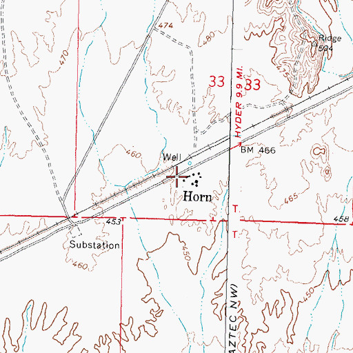Topographic Map of Horn, AZ