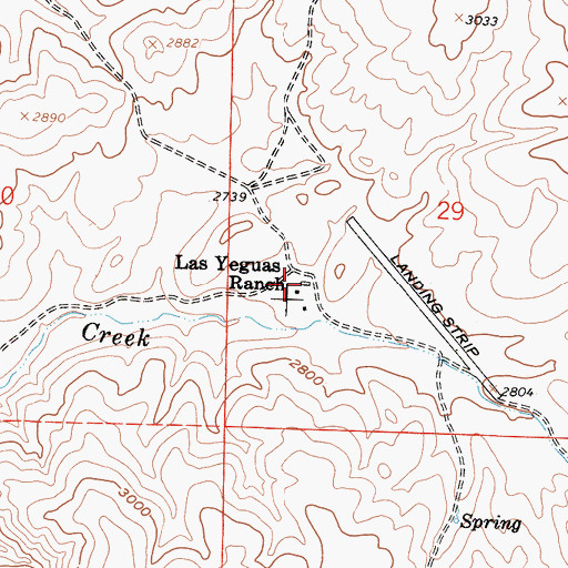 Topographic Map of Las Yeguas Ranch, CA