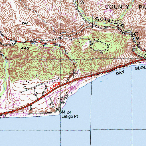 Topographic Map of Latigo Canyon, CA