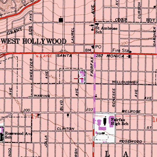 Topographic Map of Laurel School, CA