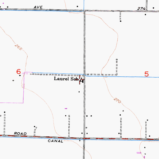 Topographic Map of Laurel School, CA