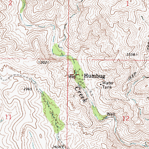 Topographic Map of Humbug, AZ