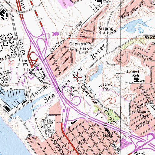 Topographic Map of Lawrence Canyon, CA