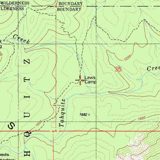 Topographic Map of Laws Camp, CA