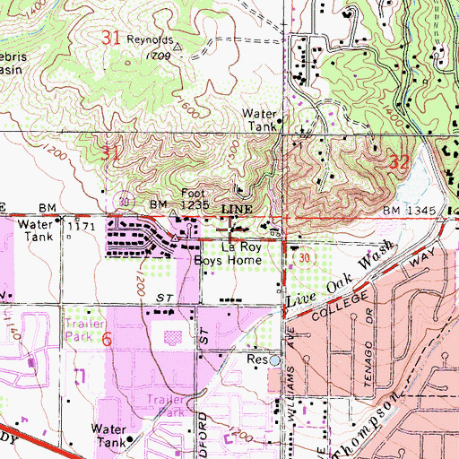 Topographic Map of Le Roy Boys Home, CA