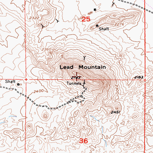 Topographic Map of Lead Mountain, CA