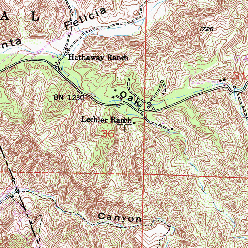 Topographic Map of Lechler Ranch, CA