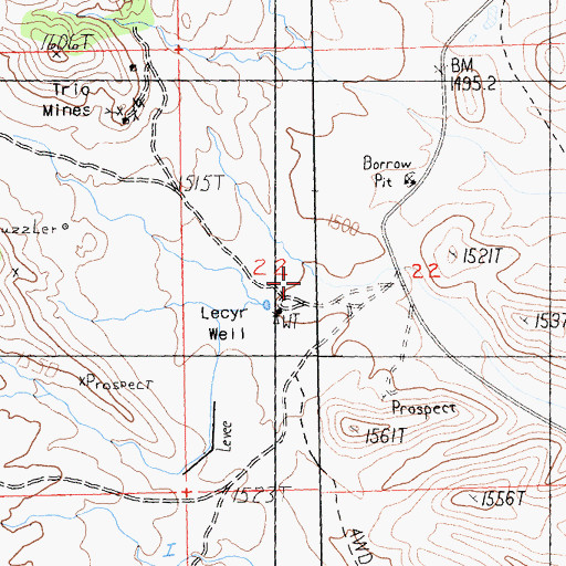 Topographic Map of Lecyr Well, CA